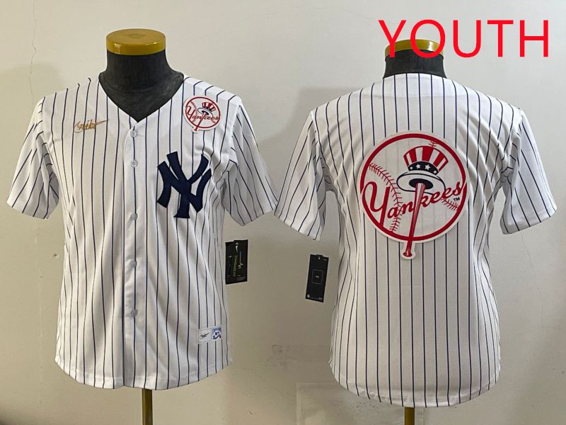 Youth 2025 New York Yankees Blank White Stripe Throwback Nike MLB Jersey style 24->youth mlb jersey->Youth Jersey